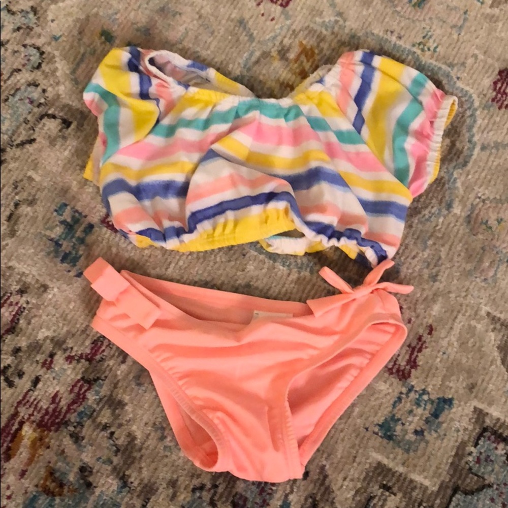 Multicolored bikini with cap sleeve